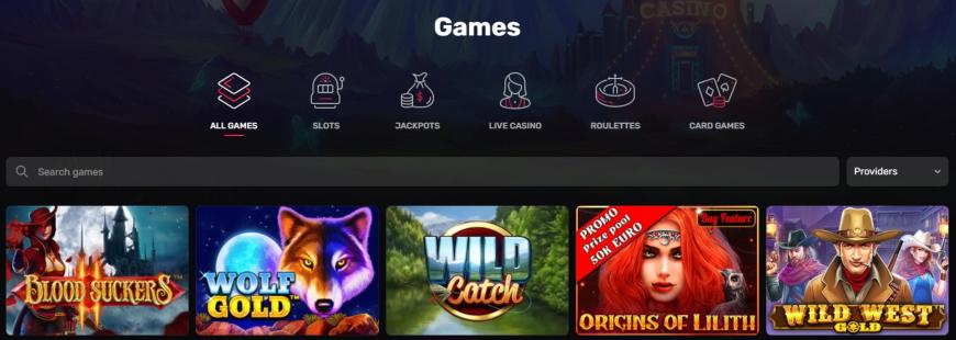 Udvalget af spil hos Casinomia